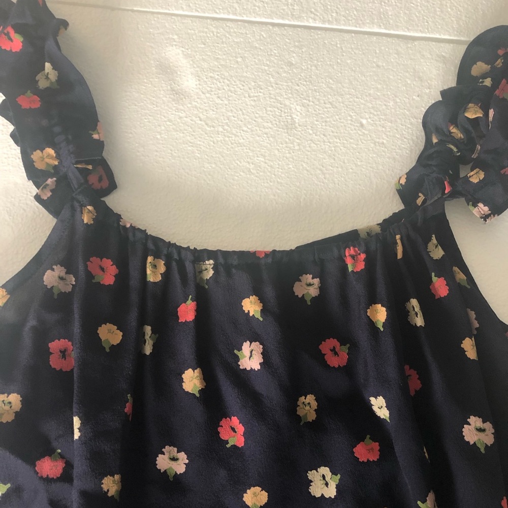 Madewell 100% silk navy floral top blouse - Picture 8 of 13